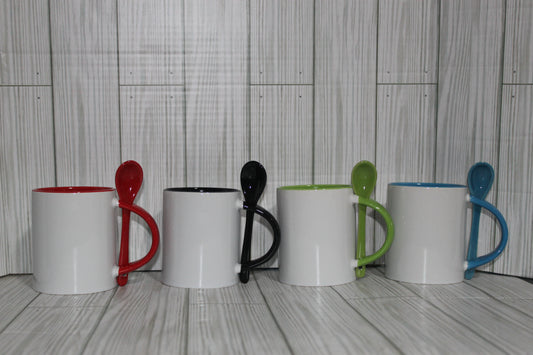 Customizable coffee cup with spoon